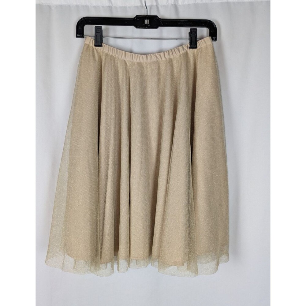 Crazy 8 Girls Shimmer Gold Metallic Pleated Flare Holiday Skirt Size XL 14 NWT